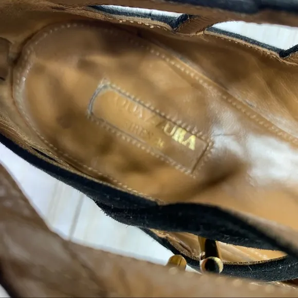 Aquazzura Black Firenze Belgravia Lace Up Ballet Flats