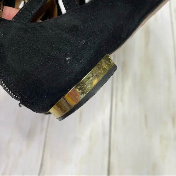 Aquazzura Black Firenze Belgravia Lace Up Ballet Flats