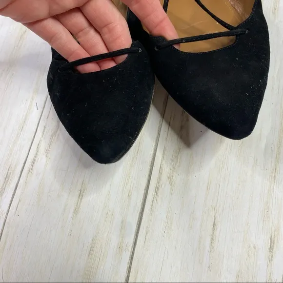 Aquazzura Black Firenze Belgravia Lace Up Ballet Flats