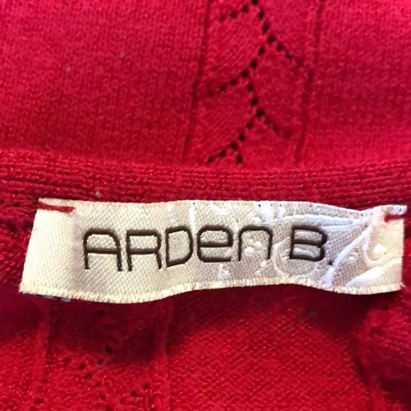 Arden B Red boat neck sweater dress with ruffle hem on sleeves &amp; hem Size Small