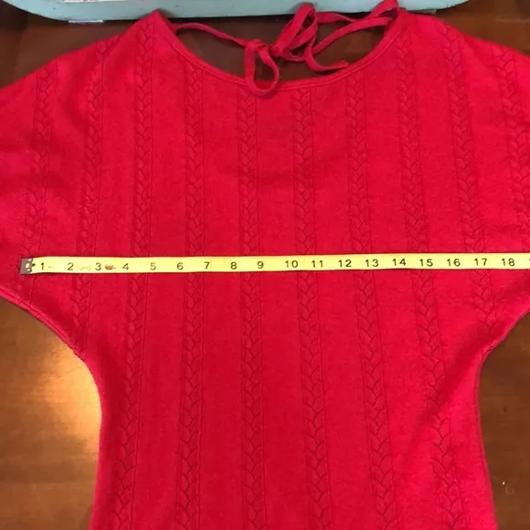Arden B Red boat neck sweater dress with ruffle hem on sleeves &amp; hem Size Small