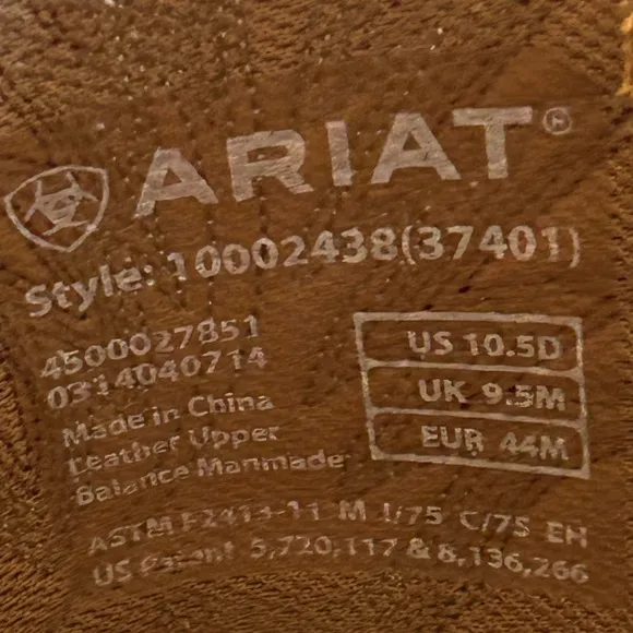 Ariat 10.5 steel toe cowboy work boots
