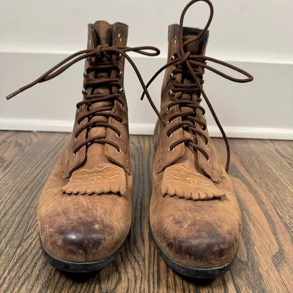 Ariat ATS Advanced Torque Stabilizer Heritage Leather Lace Up Kiltie Boots 7.5