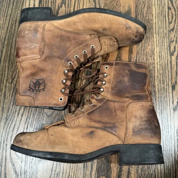 Ariat ATS Advanced Torque Stabilizer Heritage Leather Lace Up Kiltie Boots 7.5