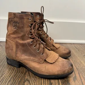 Ariat ATS Advanced Torque Stabilizer Heritage Leather Lace Up Kiltie Boots 7.5