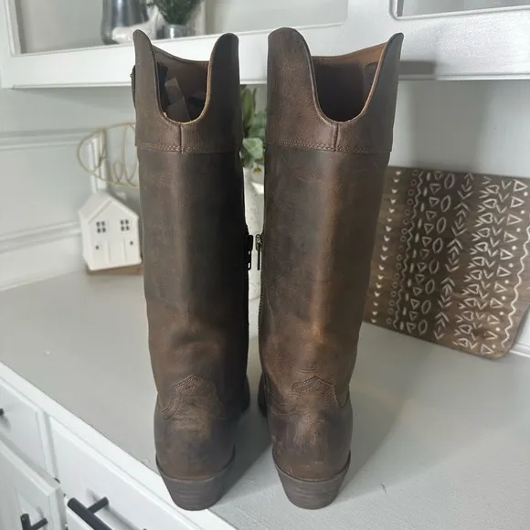 Ariat Chandler Side Zip Brown Leather Western Cowboy Boot Women's - Size 8.5B