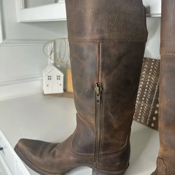 Ariat Chandler Side Zip Brown Leather Western Cowboy Boot Women's - Size 8.5B