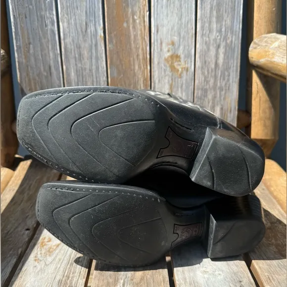 Ariat Cowboy Western Boots Black Leather Embroidered Square Toe Boots‎ 10D