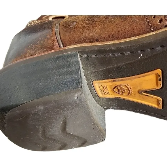 Ariat Heritage cowboy western leather brown square toe boots
