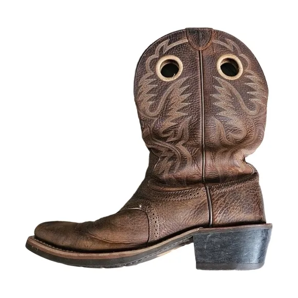 Ariat Heritage cowboy western leather brown square toe boots