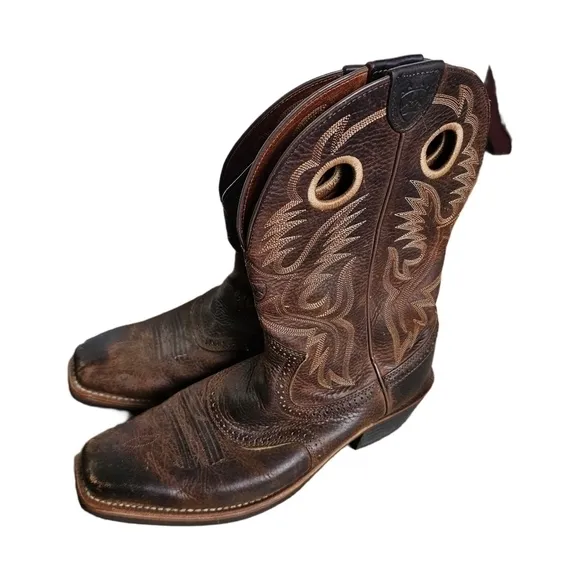 Ariat Heritage cowboy western leather brown square toe boots