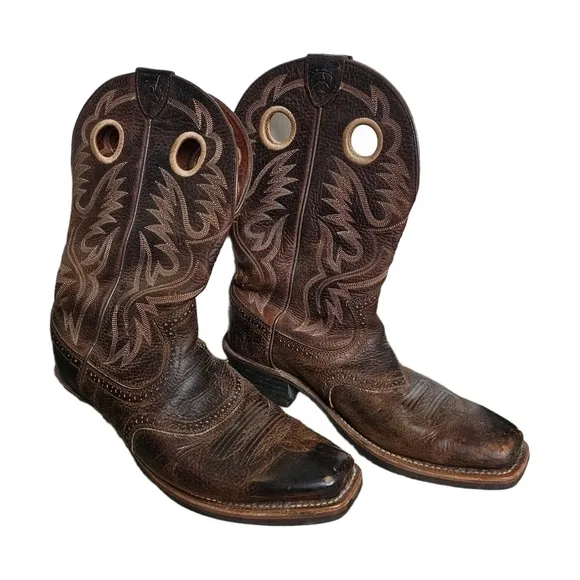 Ariat Heritage cowboy western leather brown square toe boots