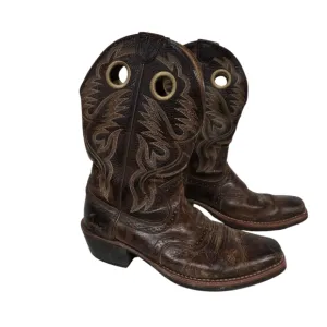 Ariat Heritage Square Toe Brown Distressed Leather Cowboy Boots 9.5