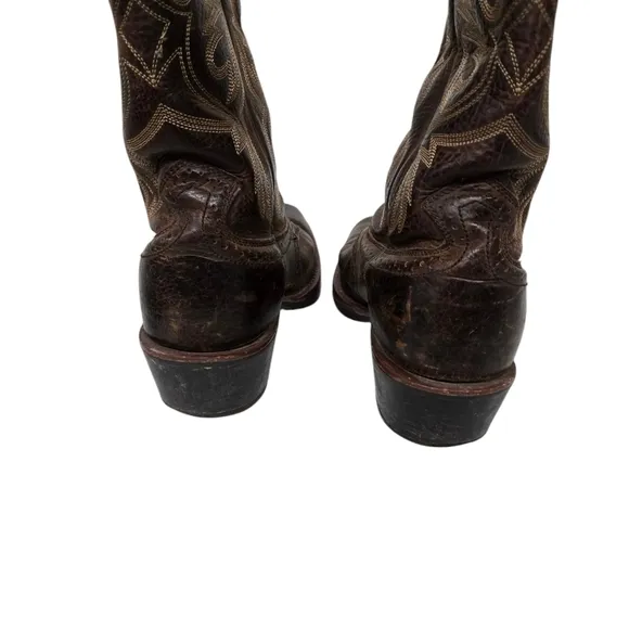 Ariat Heritage Square Toe Brown Distressed Leather Cowboy Boots 9.5