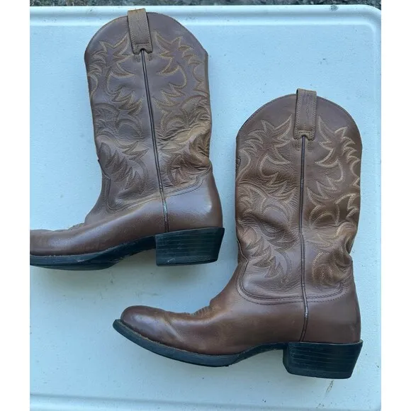 Ariat Men's Heritage Traditional R Toe Distressed Brown Western Cowboy Boot 8.5