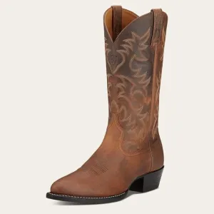 Ariat Men's Heritage Traditional R Toe Distressed Brown Western Cowboy Boot 8.5