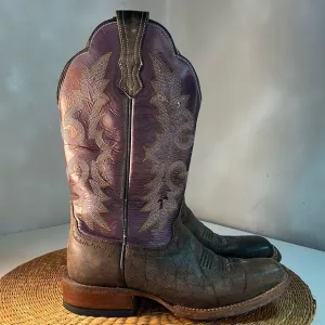 Ariat Purple and Tan Western Leather Upper Boots