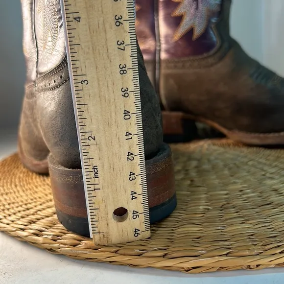 Ariat Purple and Tan Western Leather Upper Boots