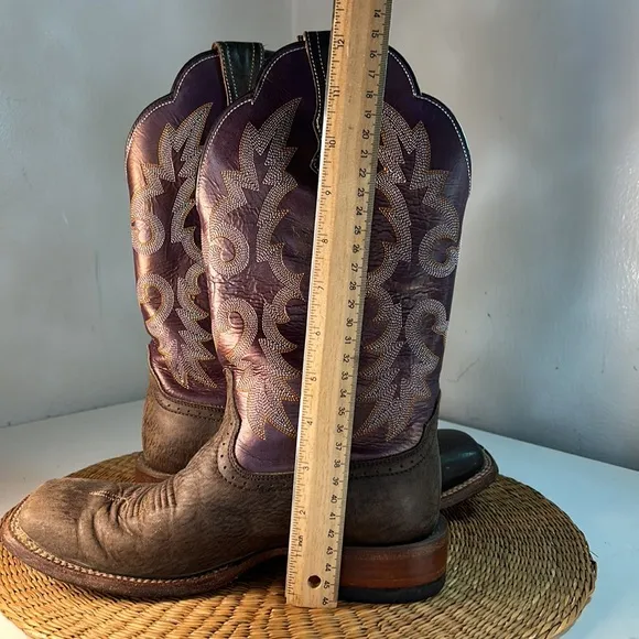 Ariat Purple and Tan Western Leather Upper Boots