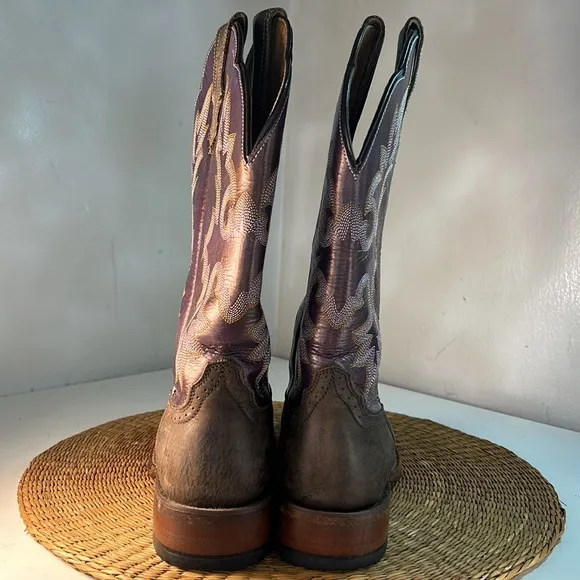 Ariat Purple and Tan Western Leather Upper Boots