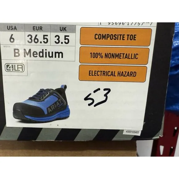 Ariat Shoes Outpace Day One Safety Comp Toe Work Baltic Blue Womens 6