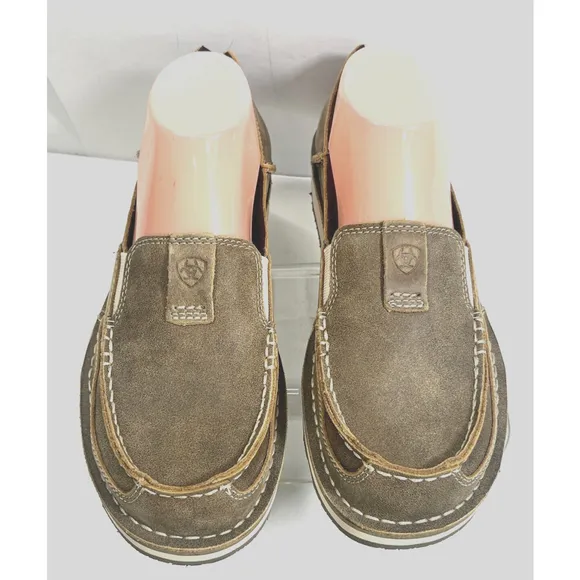 Ariat Women's Brown Bomber Cruiser Shoes Size 9.5 B US Slip-On Leather Boat