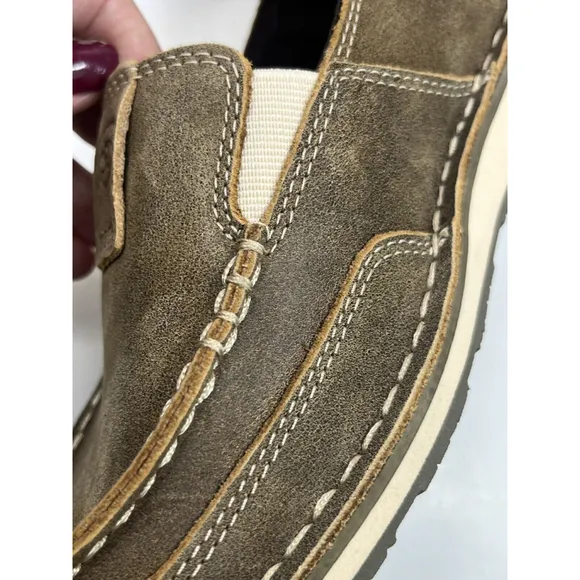 Ariat Women's Brown Bomber Cruiser Shoes Size 9.5 B US Slip-On Leather Boat