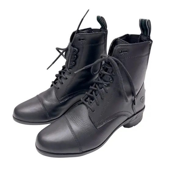 Ariat Women's Scout Lace Paddock Boots Black‎ Leather Size 7 B