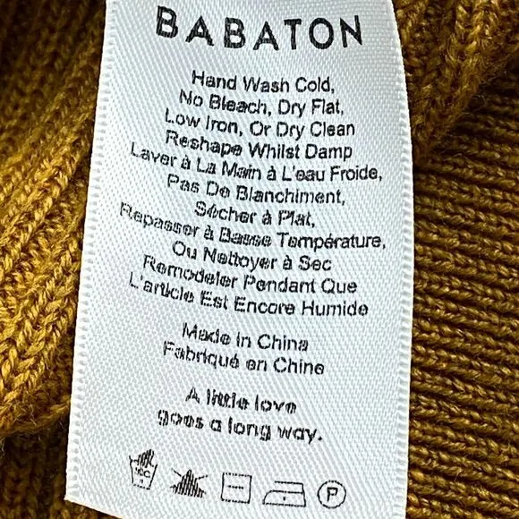 Aritzi Babaton 100% Merino Wool Sweater Womens M Yellow  Ribbed