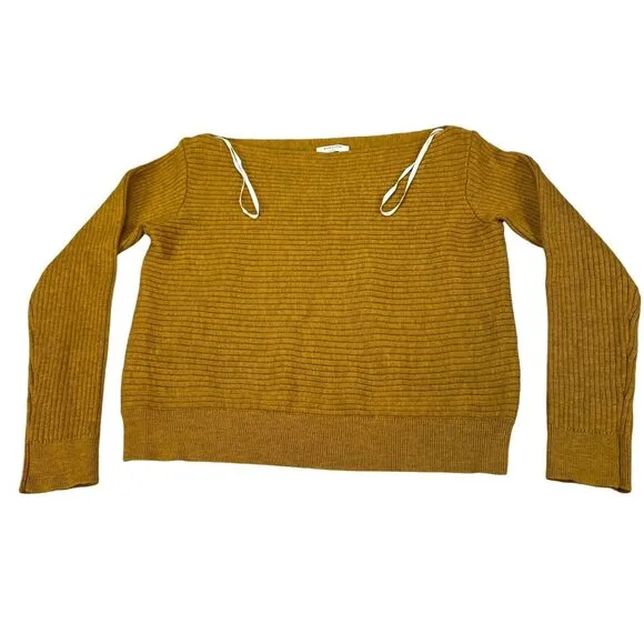 Aritzi Babaton 100% Merino Wool Sweater Womens M Yellow  Ribbed