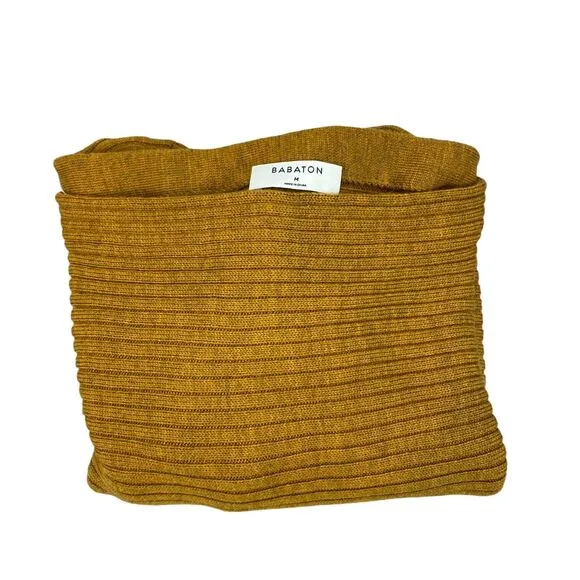 Aritzi Babaton 100% Merino Wool Sweater Womens M Yellow  Ribbed