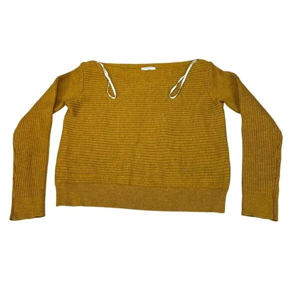 Aritzi Babaton 100% Merino Wool Sweater Womens M Yellow  Ribbed