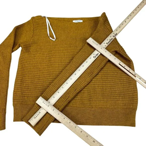 Aritzi Babaton 100% Merino Wool Sweater Womens M Yellow  Ribbed