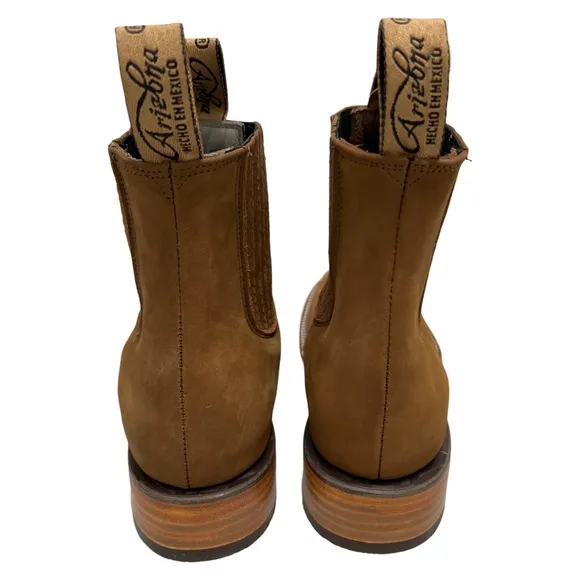 ARIZONA • Brown Leather Western Country Cowgirl Square Toe Short Ankle Boots