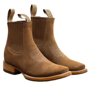 ARIZONA • Brown Leather Western Country Cowgirl Square Toe Short Ankle Boots
