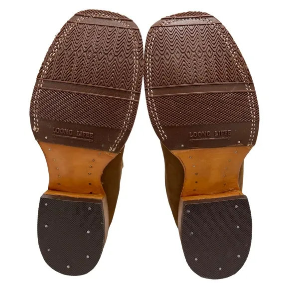 ARIZONA • Brown Leather Western Country Cowgirl Square Toe Short Ankle Boots