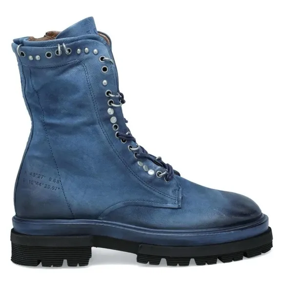 A.S.98 blue Hubie leather lace-up boots