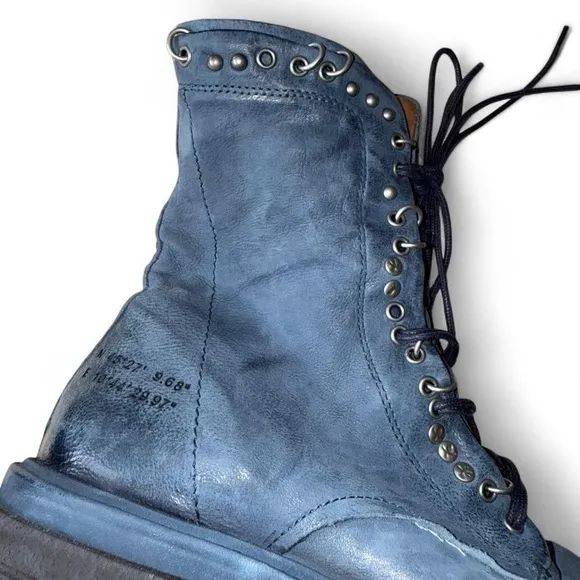 A.S.98 blue Hubie leather lace-up boots