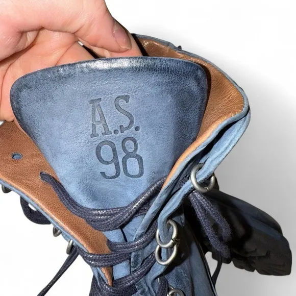 A.S.98 blue Hubie leather lace-up boots