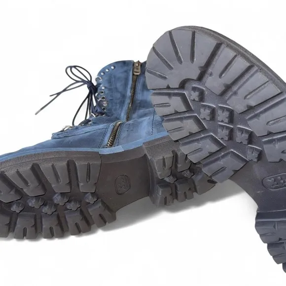 A.S.98 blue Hubie leather lace-up boots