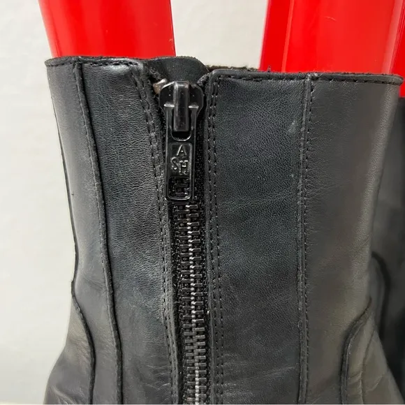 ASH Black Leather XOX Side Zip Boots