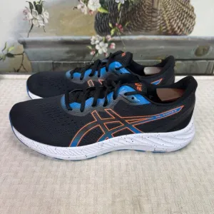 Asics Mens Running Shoes Size 11 Black/Blue/Orange Everyday Comfort AmpliFoam