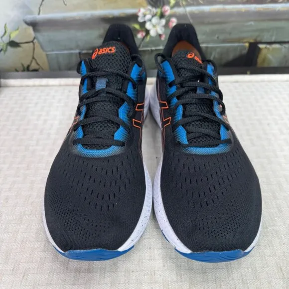 Asics Mens Running Shoes Size 11 Black/Blue/Orange Everyday Comfort AmpliFoam