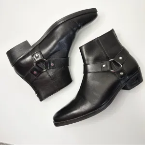 ASOS DESIGN Men’s Cuban Heel Black Leather Harness Boots 10 / EU 43 / UK 9