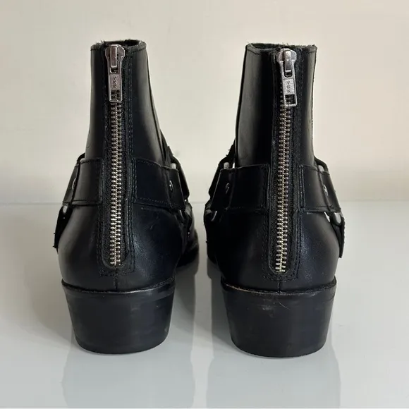 ASOS DESIGN Men’s Cuban Heel Black Leather Harness Boots 10 / EU 43 / UK 9