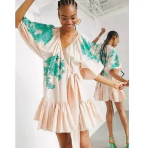 ASOS EDITION embroidered wrap mini dress. Size 6.