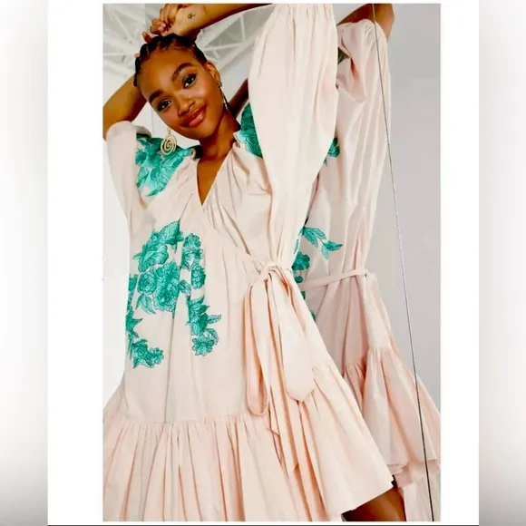 ASOS EDITION embroidered wrap mini dress. Size 6.