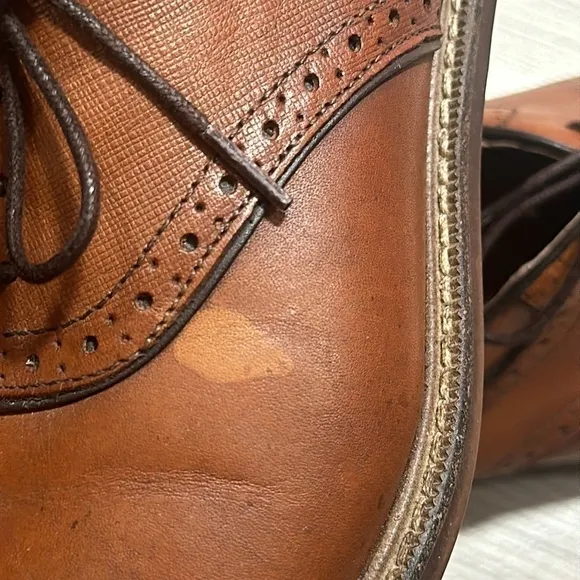 Aston Grey Dress Shoes Mens 8.5 Ybilia Oxford Brown Leather Round Toe Lace Up