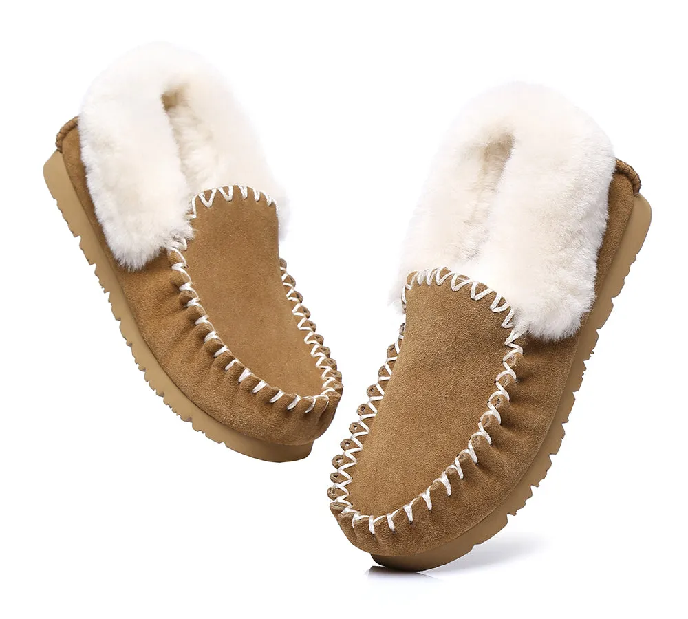 AUSTRALIAN SHEPHERD® UGG Men Sheepskin Wool Ankle Slippers Popo Moccasins Big Size