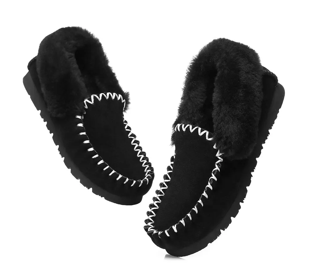 AUSTRALIAN SHEPHERD® UGG Men Sheepskin Wool Ankle Slippers Popo Moccasins Big Size